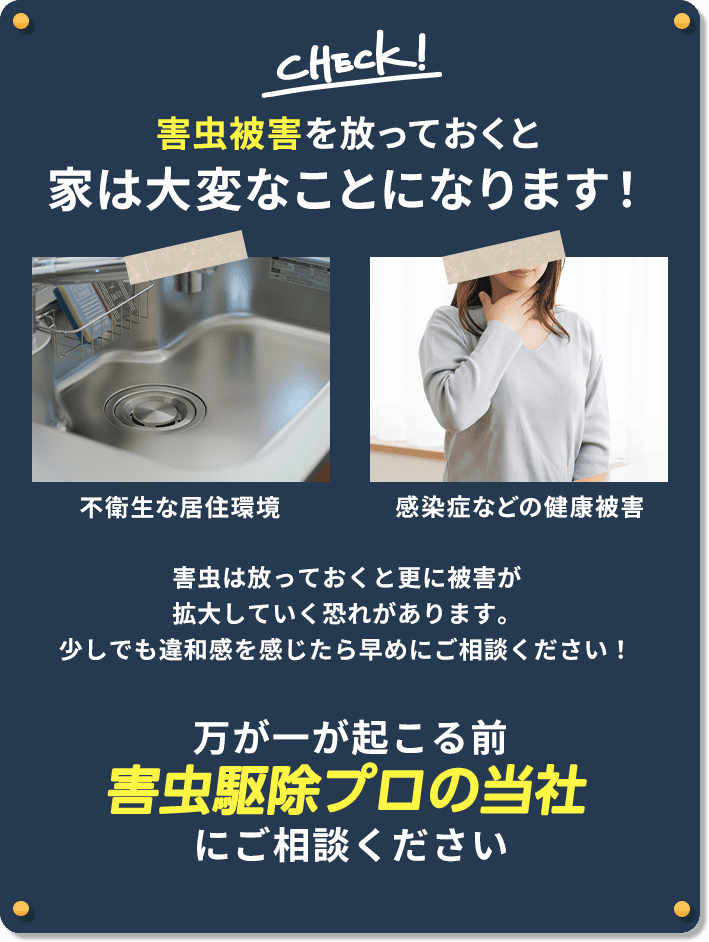ゴキブリ被害を放っておくと家は大変なことになります！万が一が起こる前に害虫ハンターにご相談ください！
