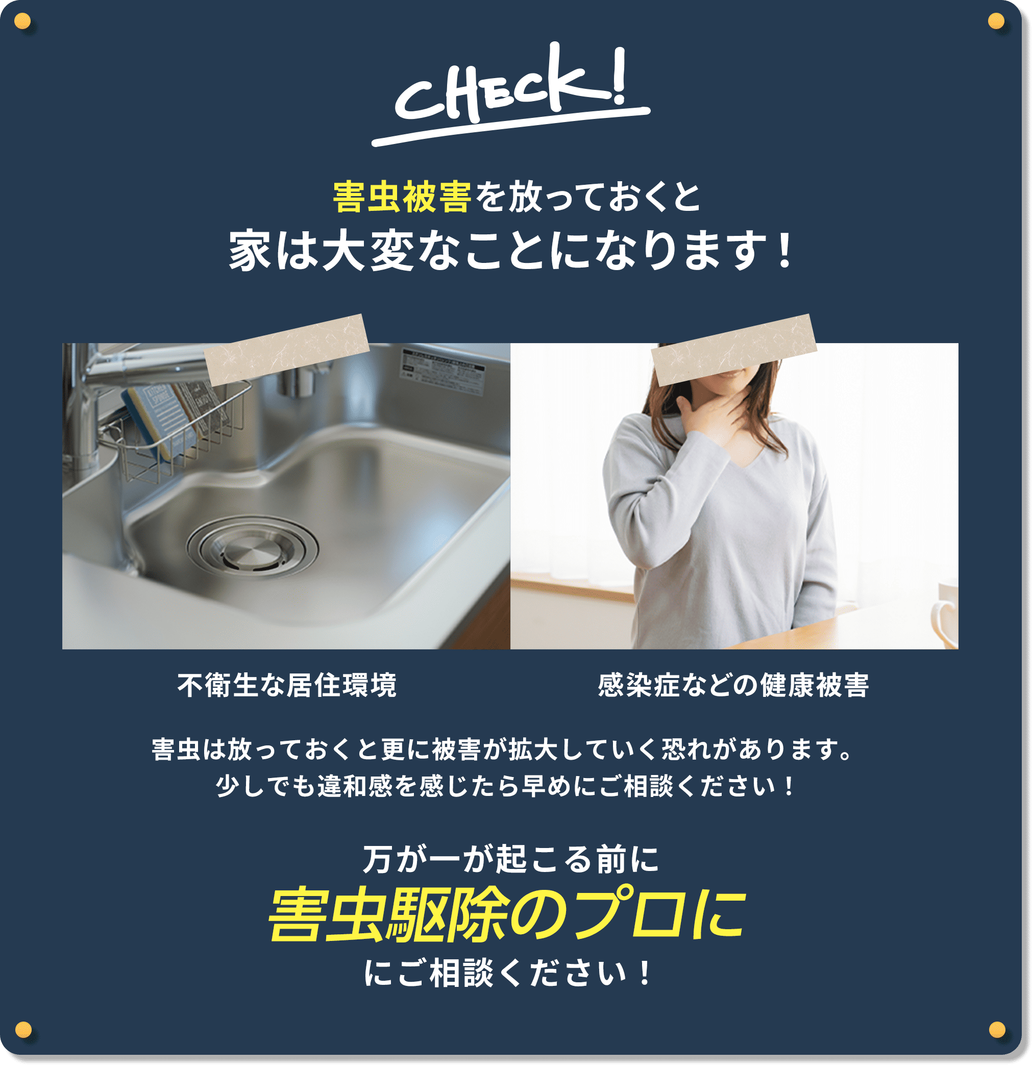 ゴキブリ被害を放っておくと家は大変なことになります！万が一が起こる前に害虫ハンターにご相談ください！
