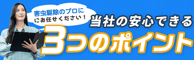 害虫ハンターにお任せください！害虫ハンターの安心できる3つのポイント